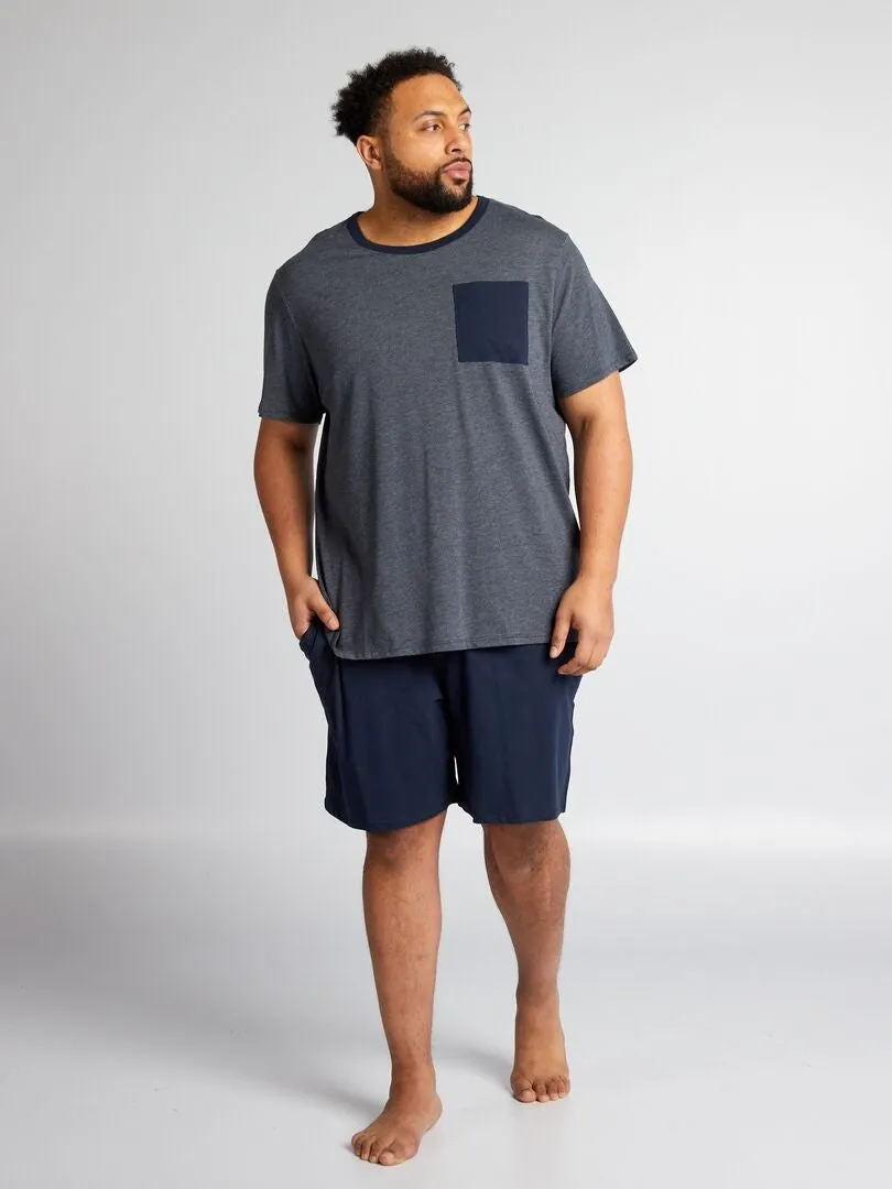 PIJAMA CORTO CON CAMISETA + PANTALóN CORTO   2 PIEZAS  AZUL