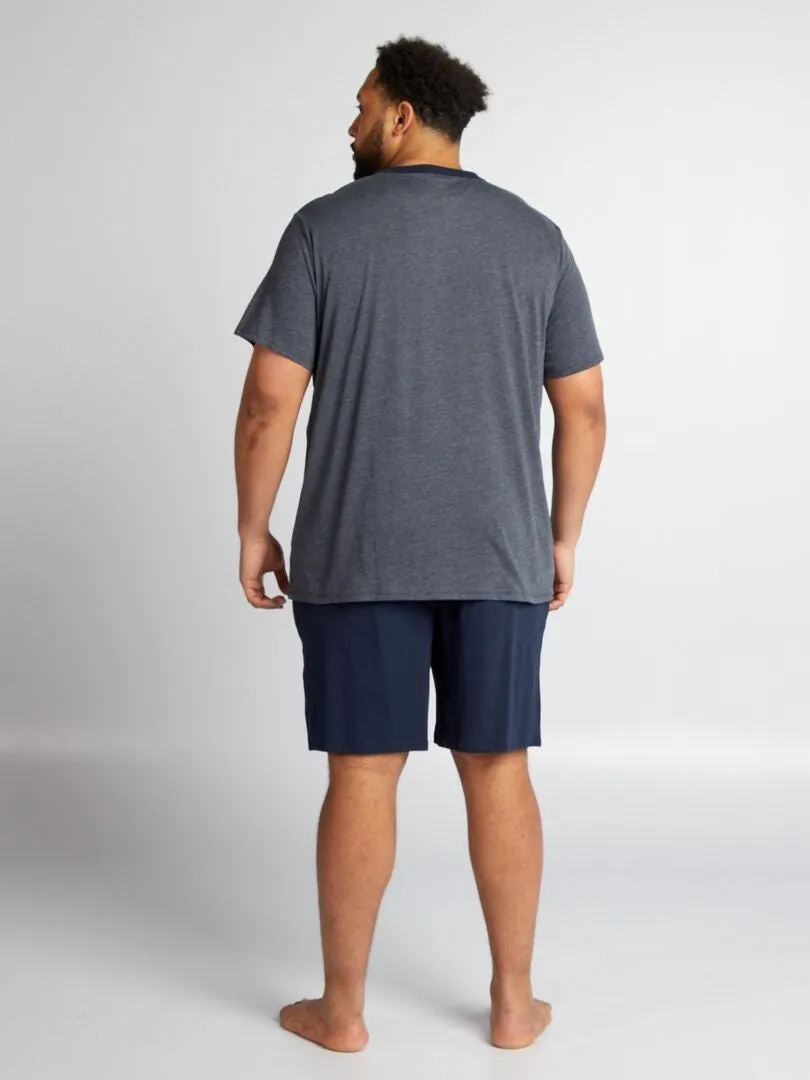 PIJAMA CORTO CON CAMISETA + PANTALóN CORTO   2 PIEZAS  AZUL