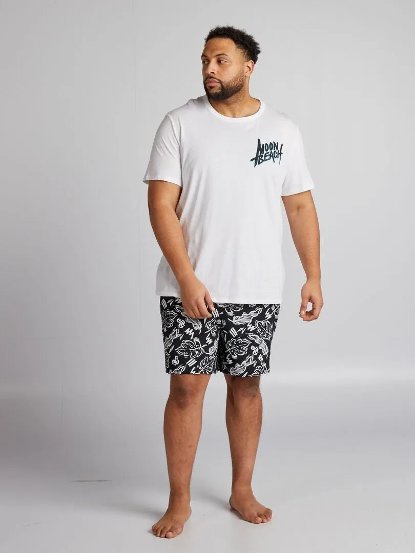 PIJAMA CORTO SHORT + CAMISETA  2 PIEZAS  NEGRO