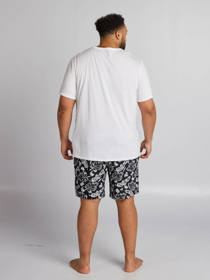 PIJAMA CORTO SHORT + CAMISETA  2 PIEZAS  NEGRO