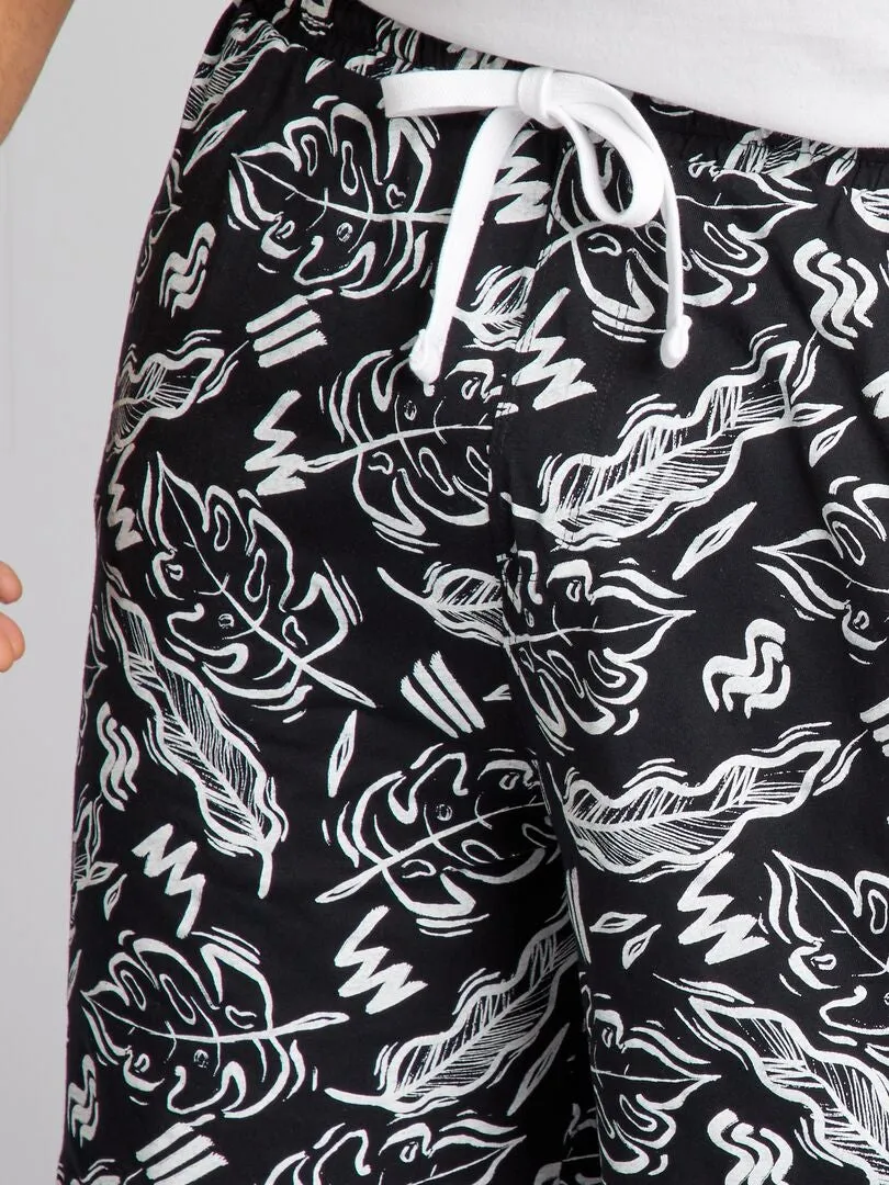 PIJAMA CORTO SHORT + CAMISETA  2 PIEZAS  NEGRO