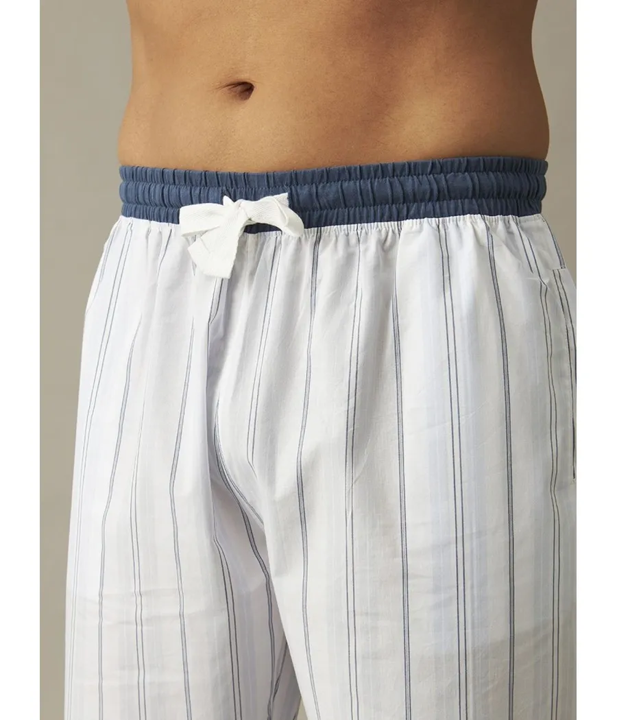 Pijama hombre largo J&J Brothers Popelín blanco abierto bolsillos
