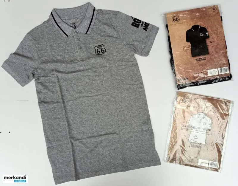 Polo de malla cosida Route US 66 para hombre