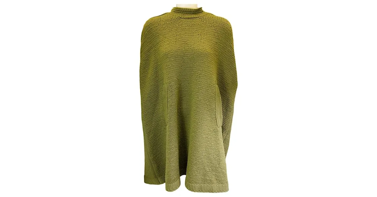Poncho / Capa de lana y cachemira verde oliva de Marc Jacobs 