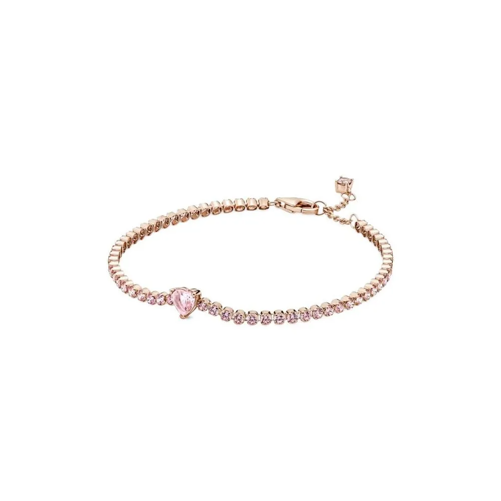 Pulsera con recubrimiento de oro rosa de 14k con cristales rosas
