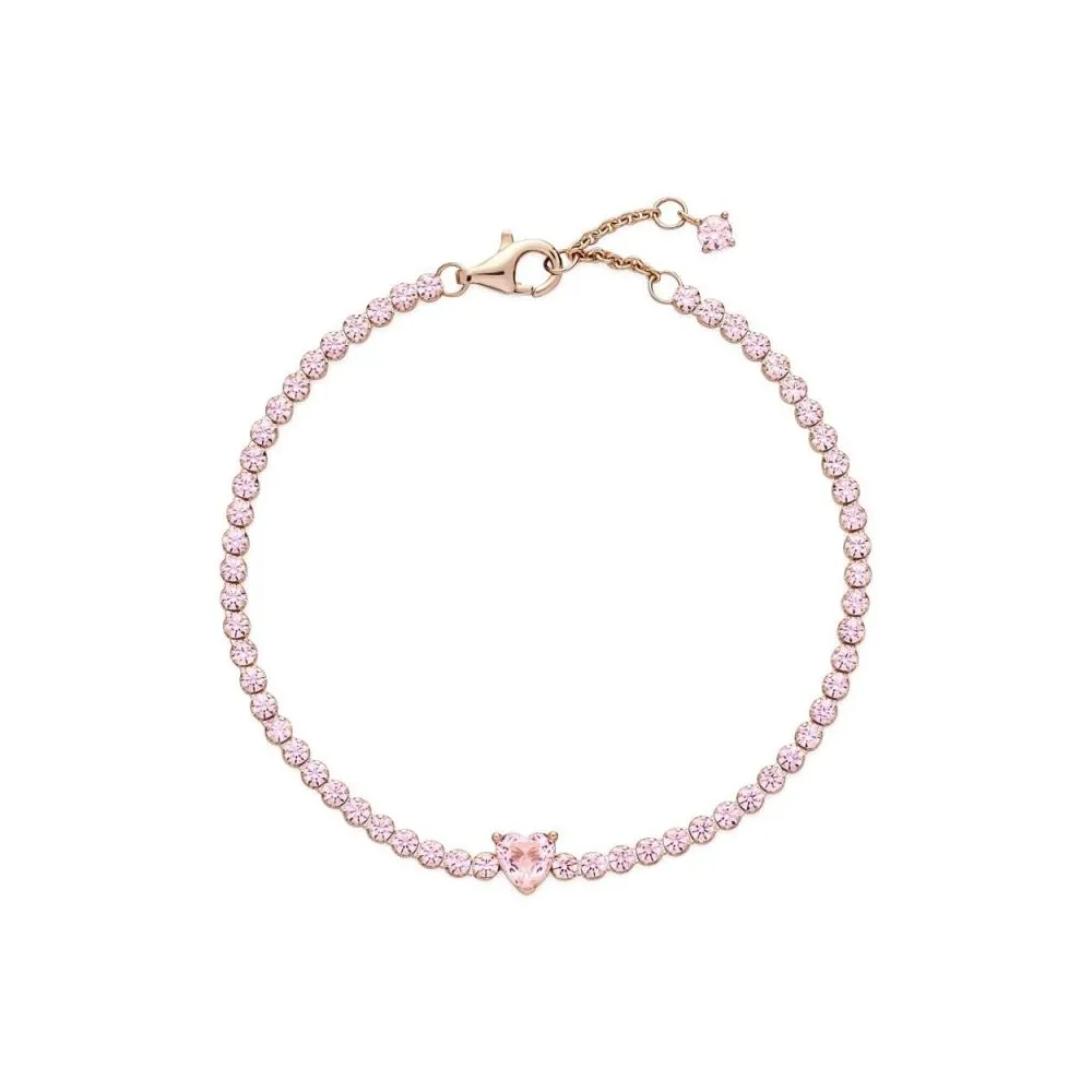 Pulsera con recubrimiento de oro rosa de 14k con cristales rosas
