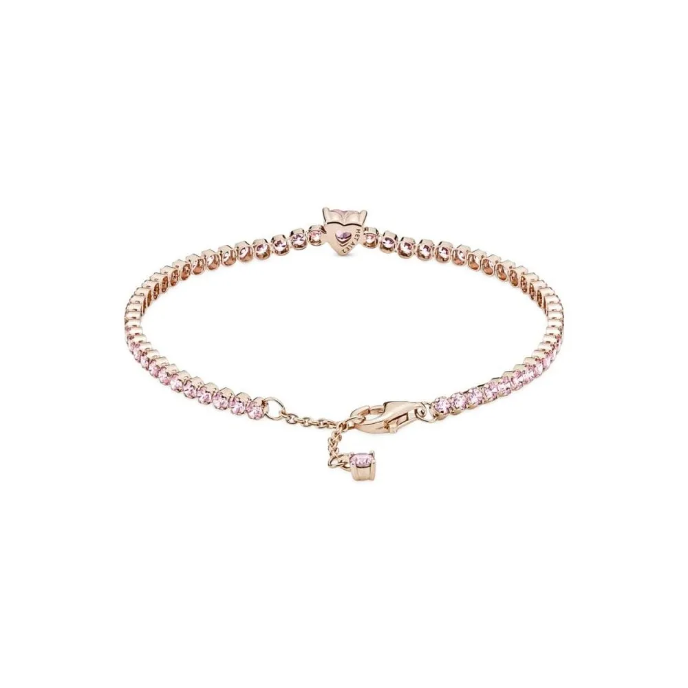 Pulsera con recubrimiento de oro rosa de 14k con cristales rosas