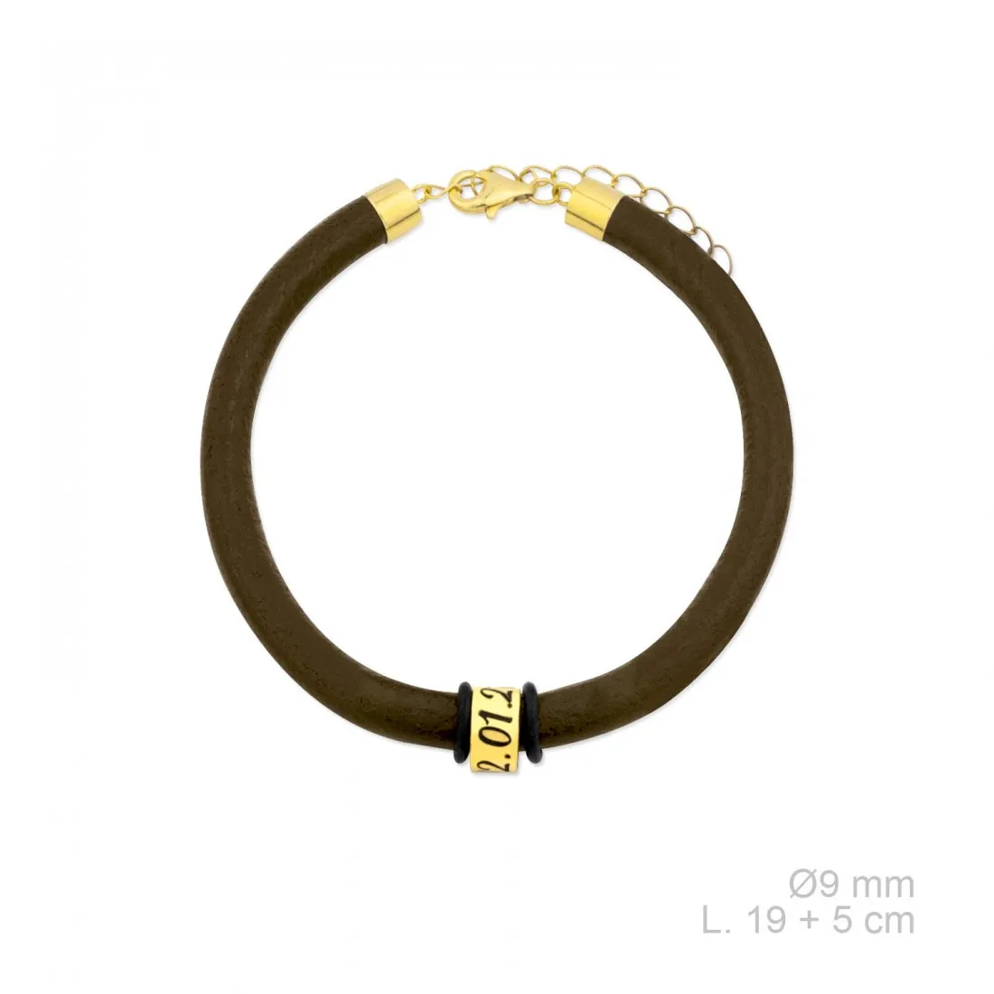 Pulsera Plata de Ley cuero con 1 Nombre