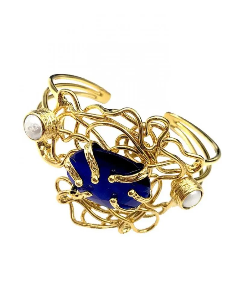 PULSERAS DORADAS Y AZULONAS PARA MUJER CON FABULOSO DISEÑO