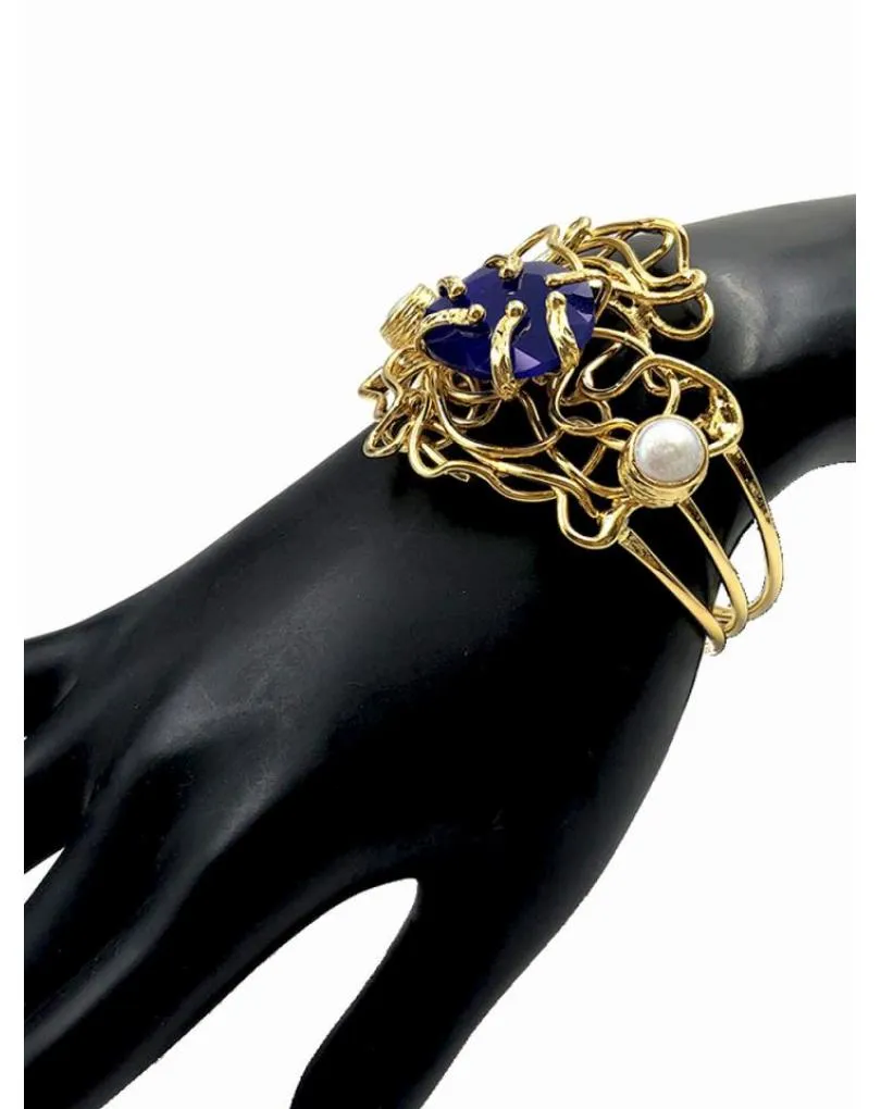 PULSERAS DORADAS Y AZULONAS PARA MUJER CON FABULOSO DISEÑO