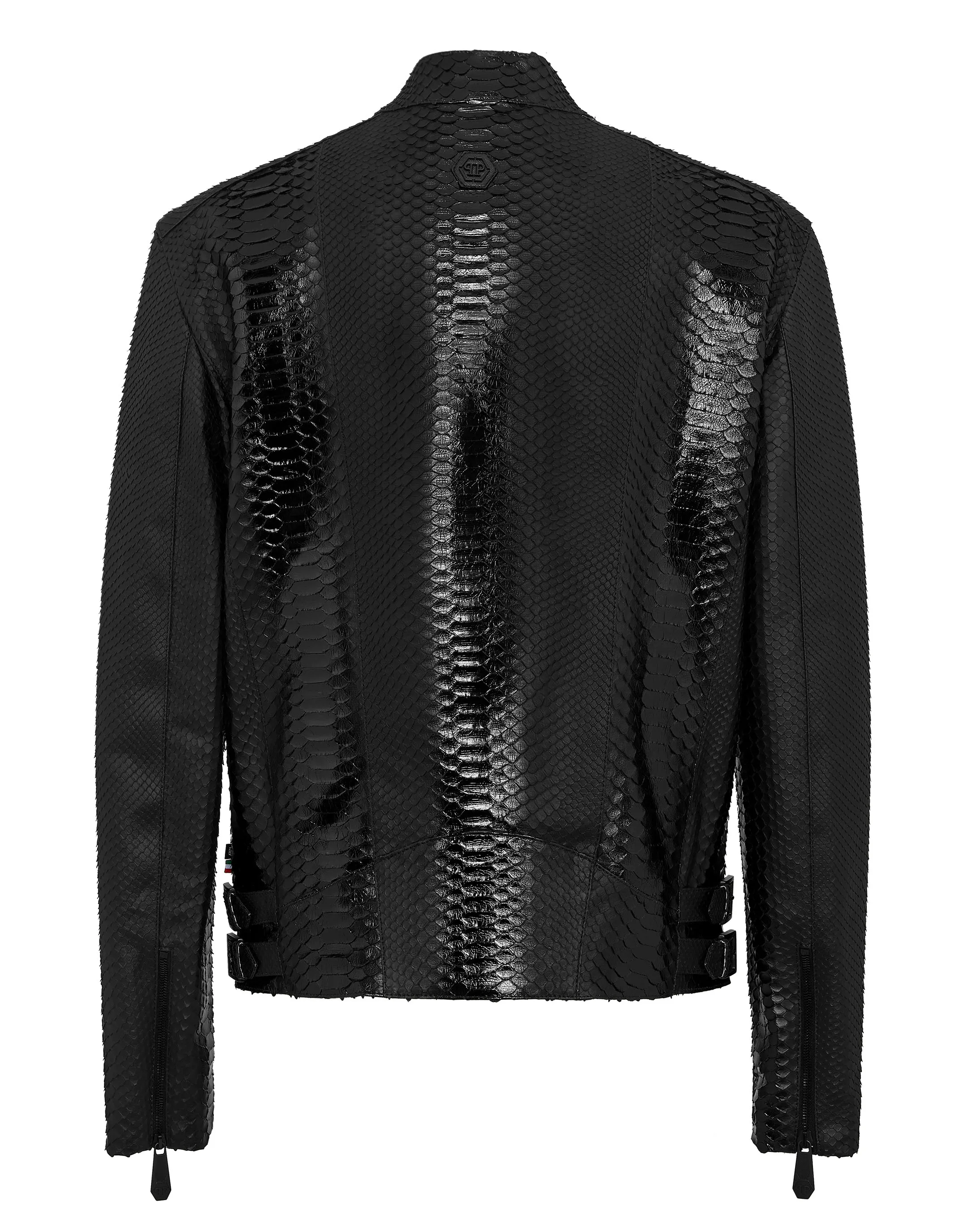 Python Leather Bomber Skull