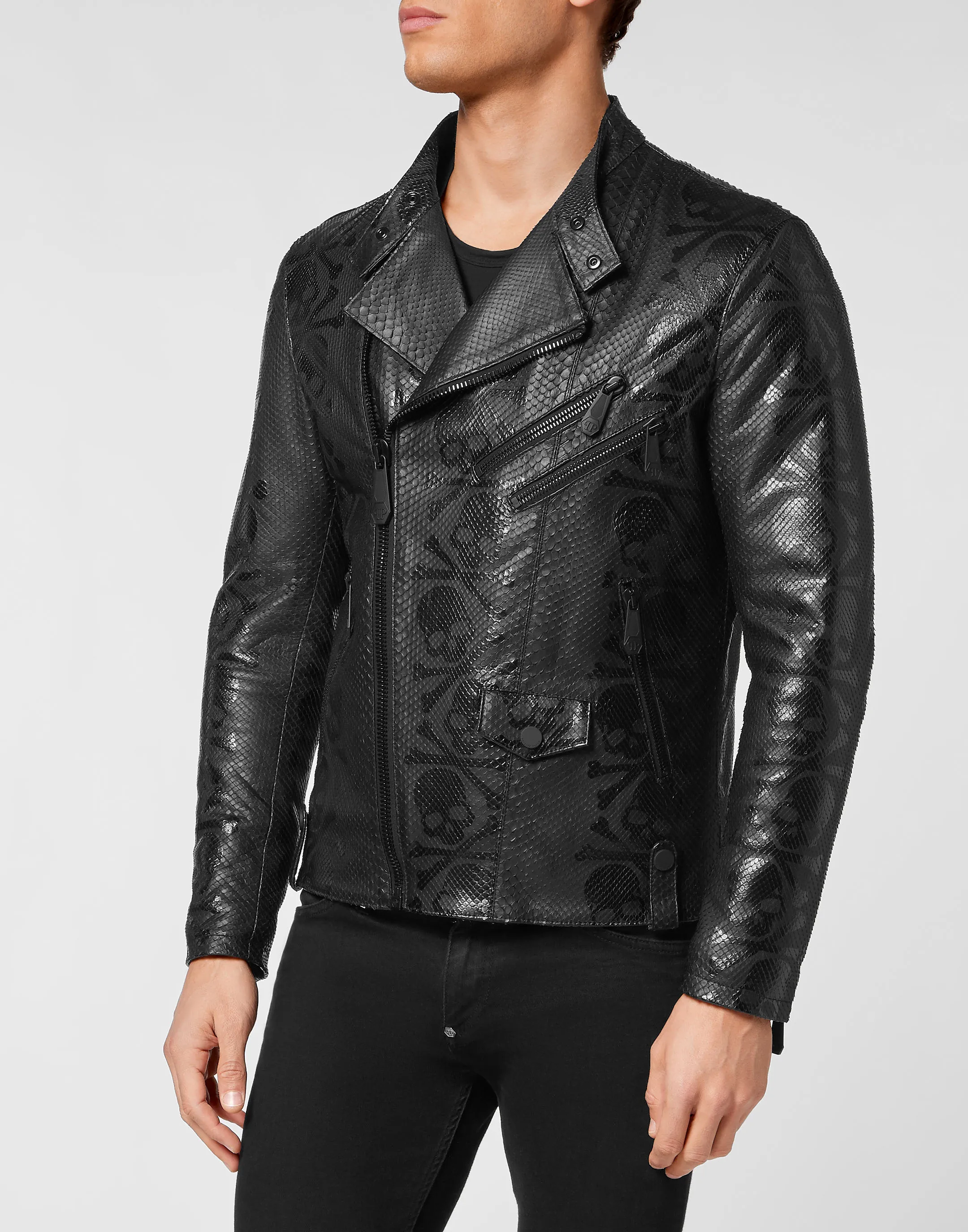 PYTHON SKULL  PRINTED PERFECTO  JACKET
