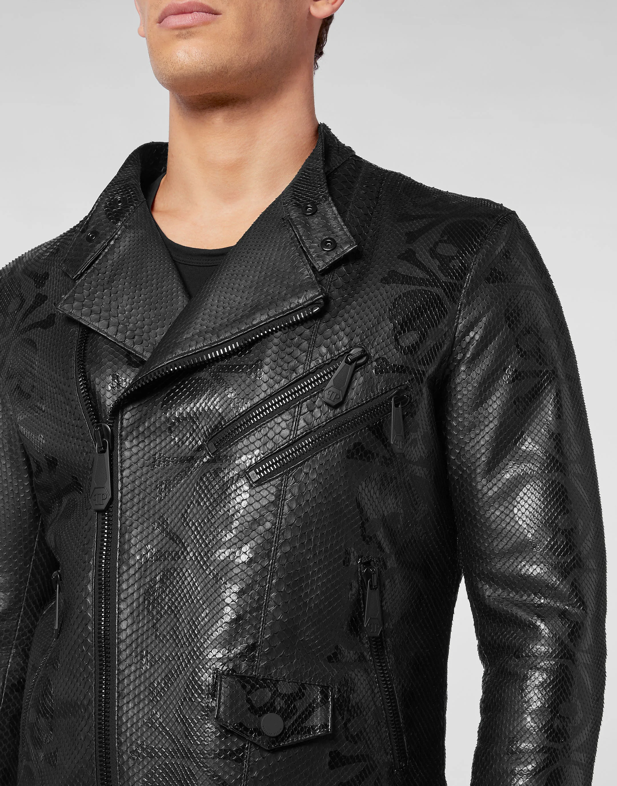 PYTHON SKULL  PRINTED PERFECTO  JACKET