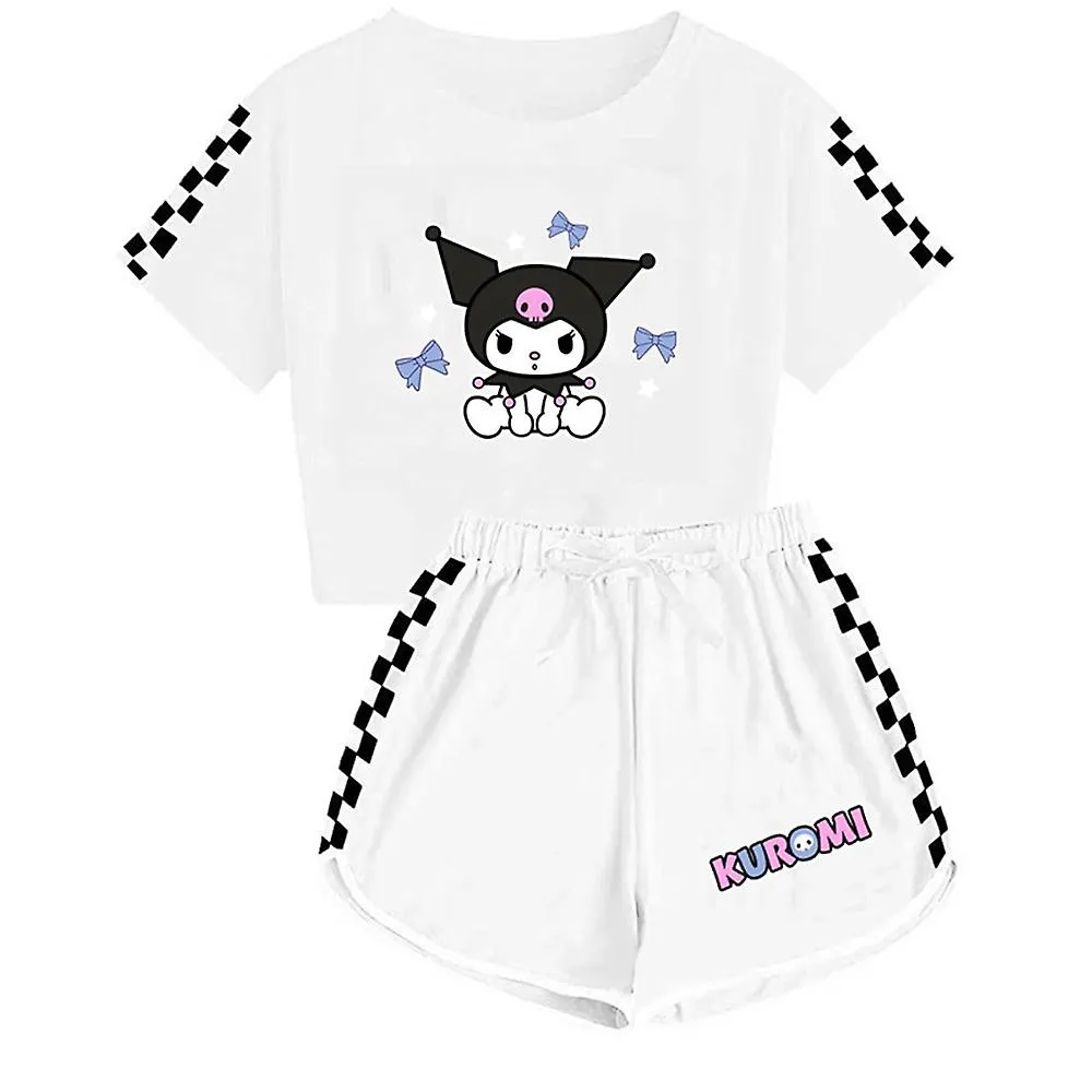 REGALOS KUROMI CAMISETAS DE MANGA CORTA ESTAMPADAS + PANTALONES CORTOS DEPORTES CONJUNTOS DE ATUENDOS DE VACACIONES 514 AñOS NI