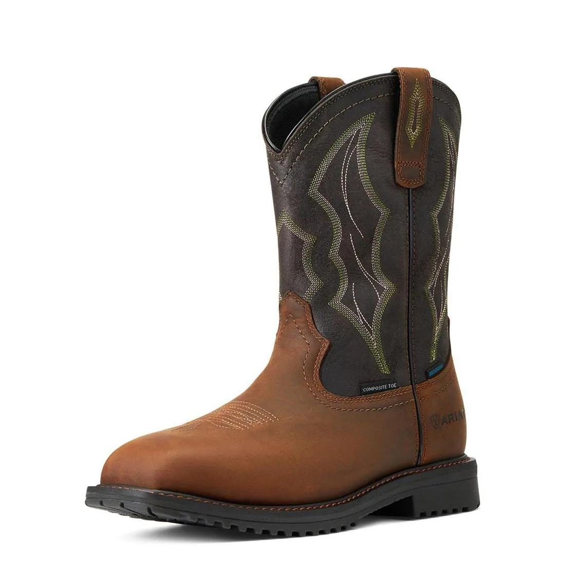 RIGTEK COMPOSITETOE WATERPROOF WIDE SQUARE TOE WORK BOOT DISTRESSED BROWN