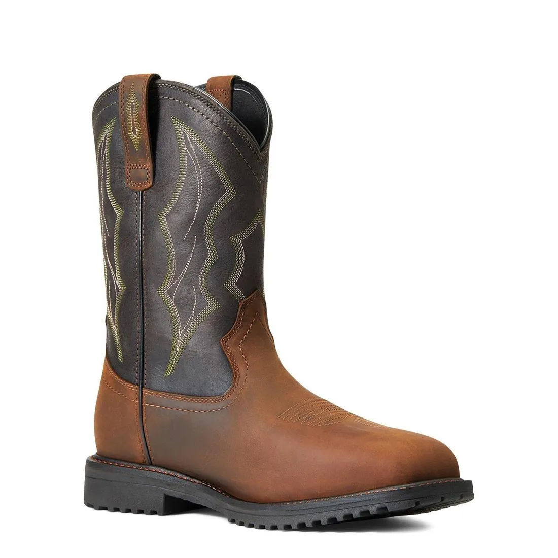 RIGTEK COMPOSITETOE WATERPROOF WIDE SQUARE TOE WORK BOOT DISTRESSED BROWN