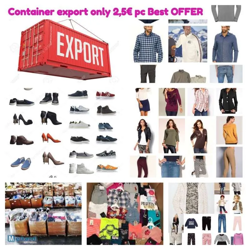 ROPA Y CALZADO AL POR MAYOR PARA EXPORTACIóN  CONTENEDOR 20 PIES REF. 1106001  MIX DE PRODUCTOS DE MODA