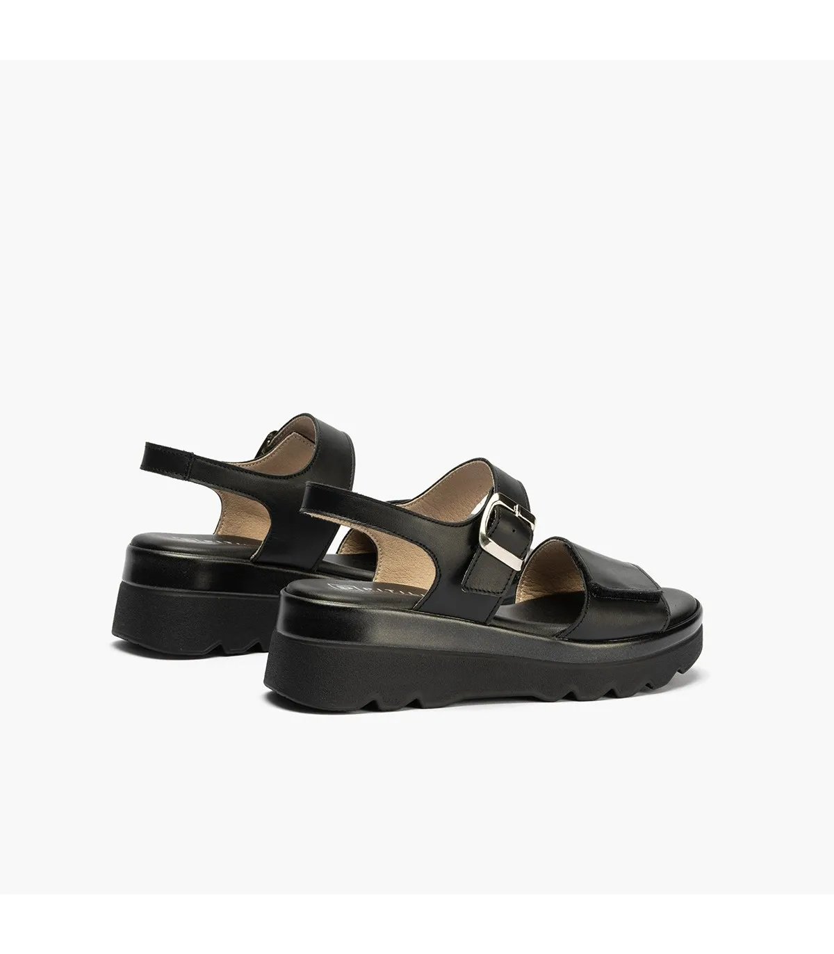 Sandalia de mujer con plataforma con velcro NEGRO