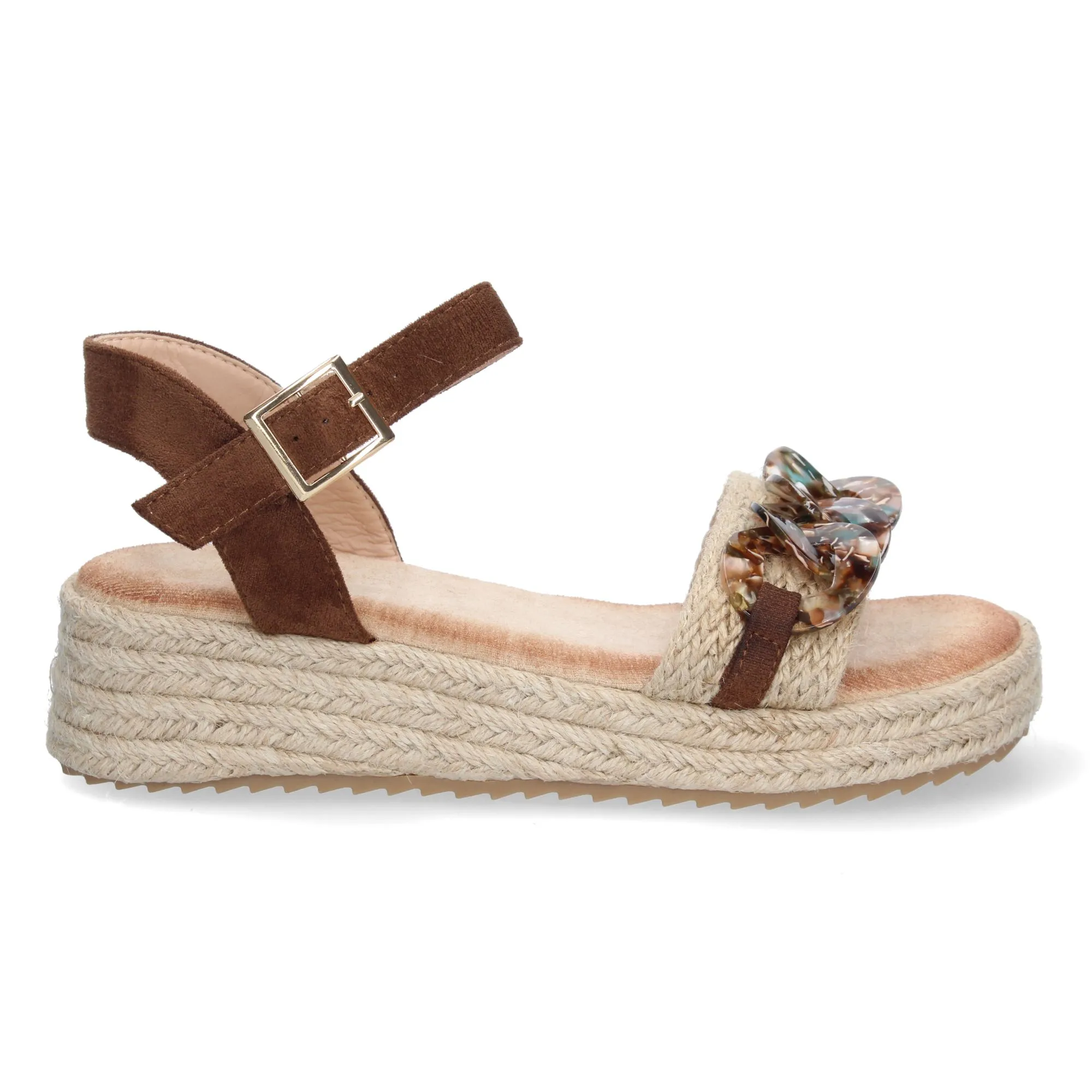 Sandalias de plataforma y hebilla para mujer color marrón