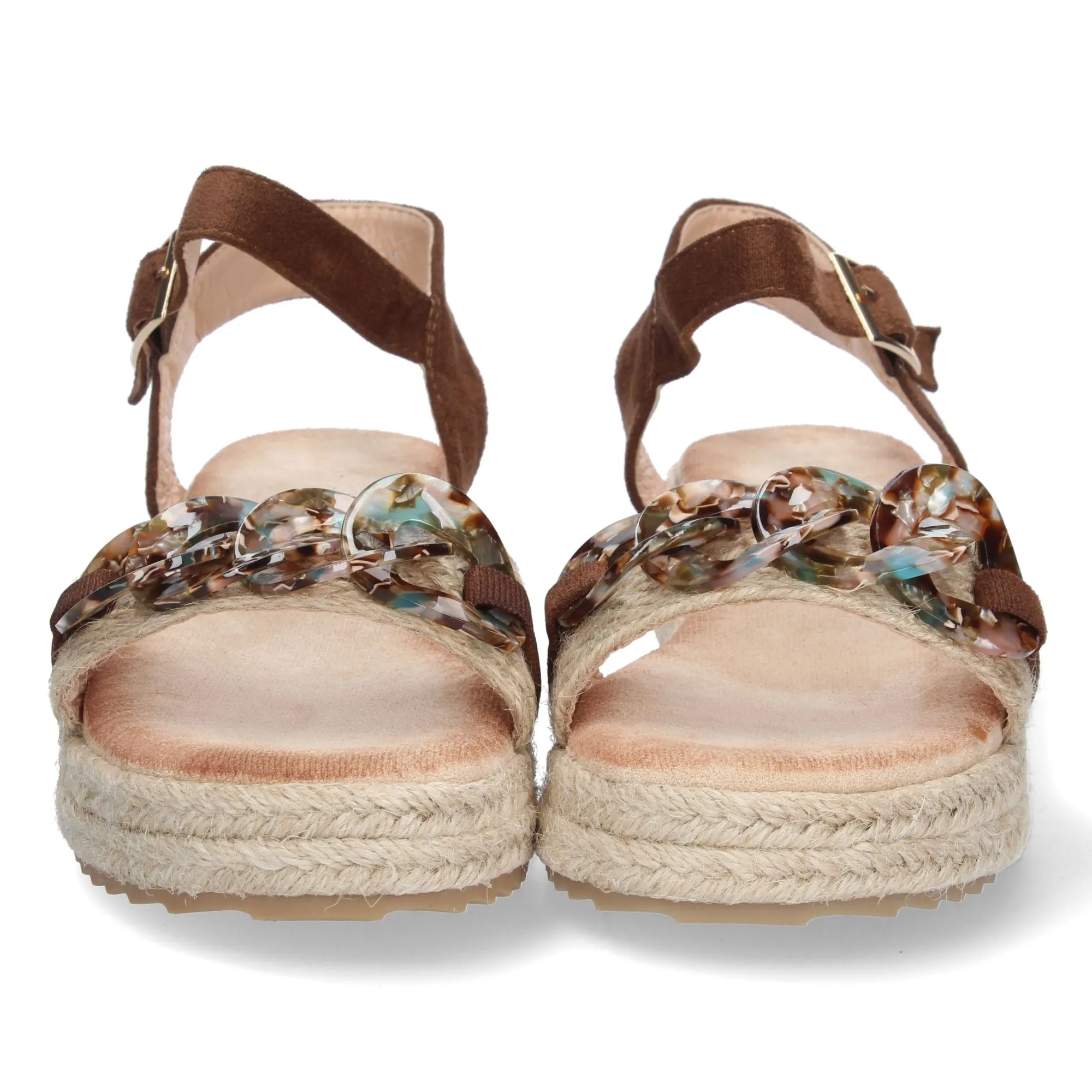 Sandalias de plataforma y hebilla para mujer color marrón