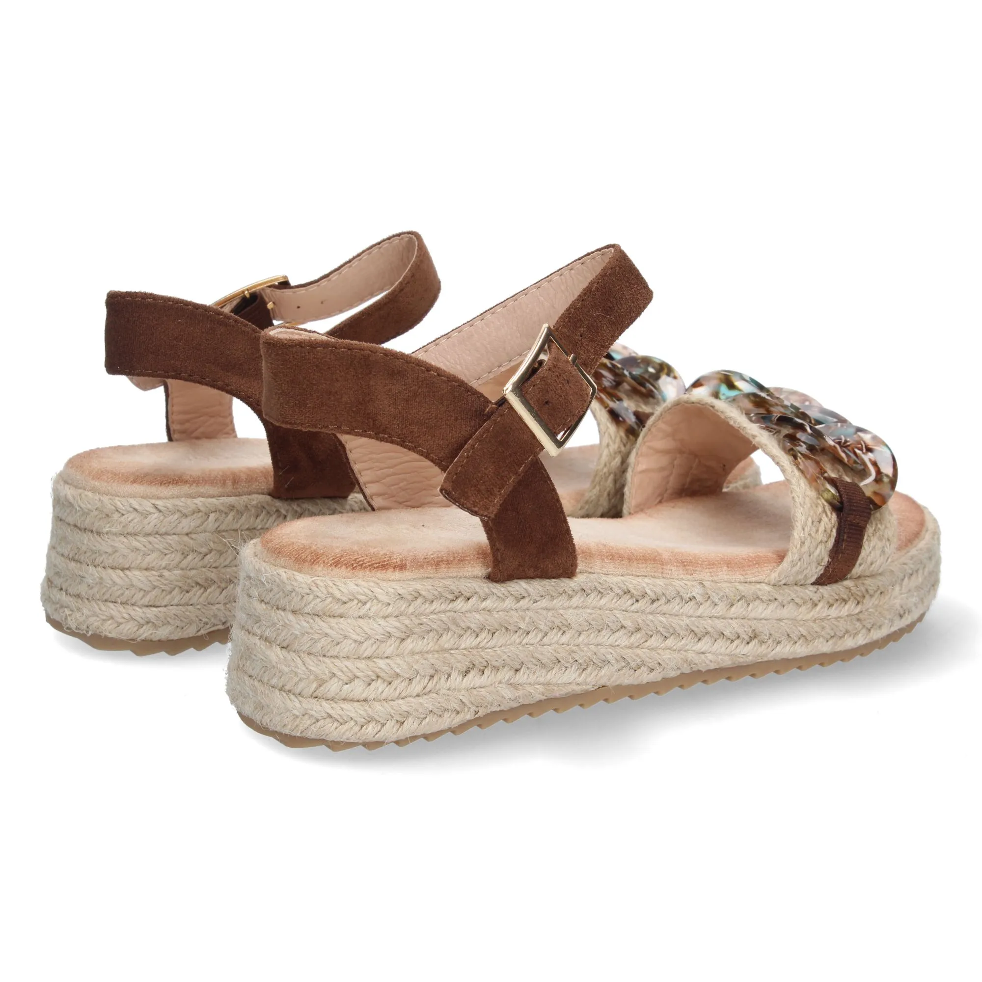 Sandalias de plataforma y hebilla para mujer color marrón