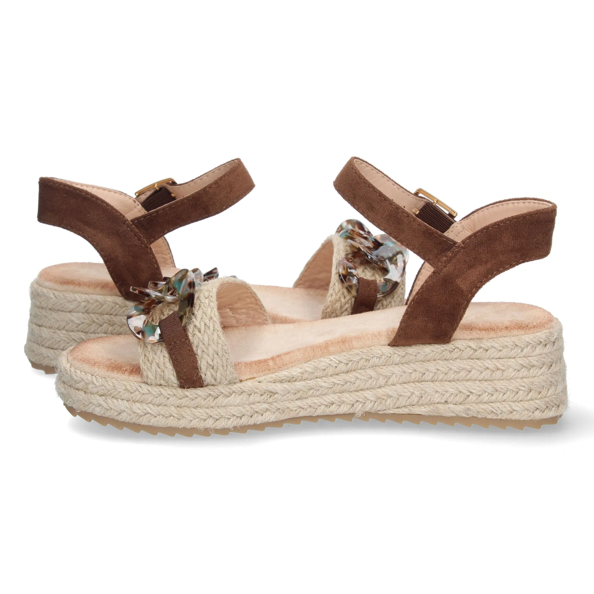 Sandalias de plataforma y hebilla para mujer color marrón