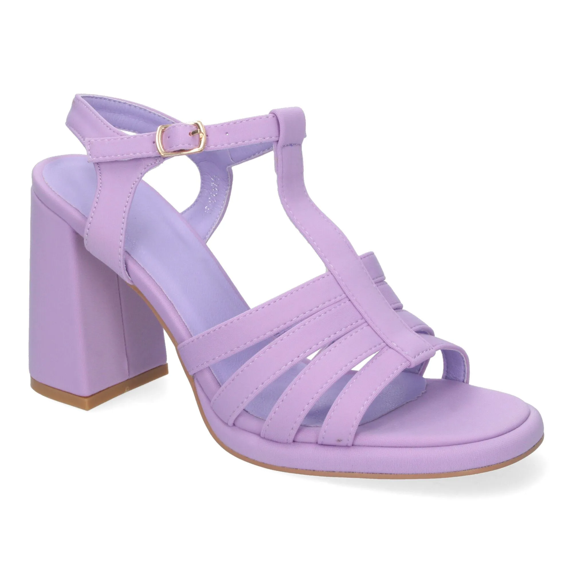 Sandalias de tacón medio de vestir para mujer color lila G2433