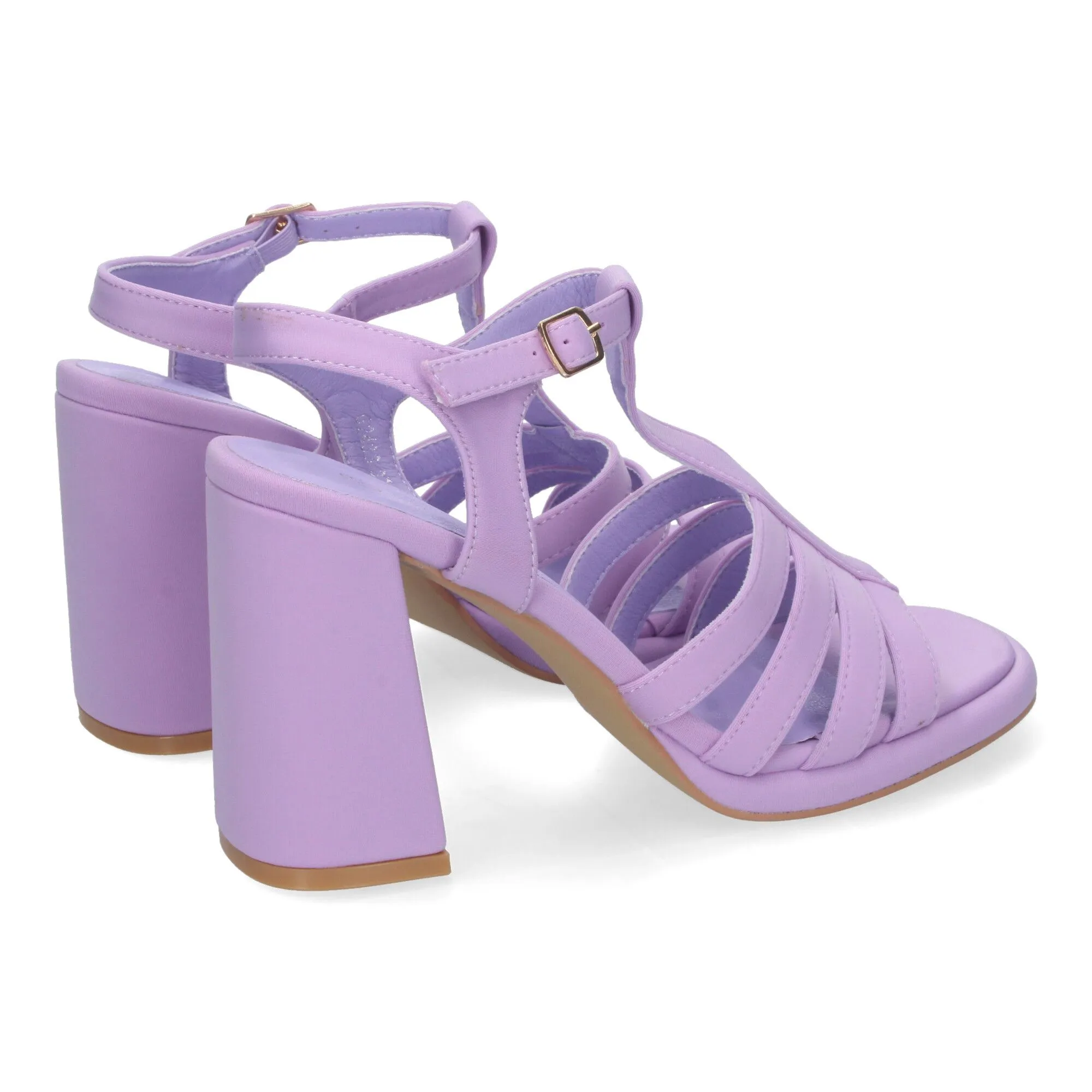 Sandalias de tacón medio de vestir para mujer color lila G2433
