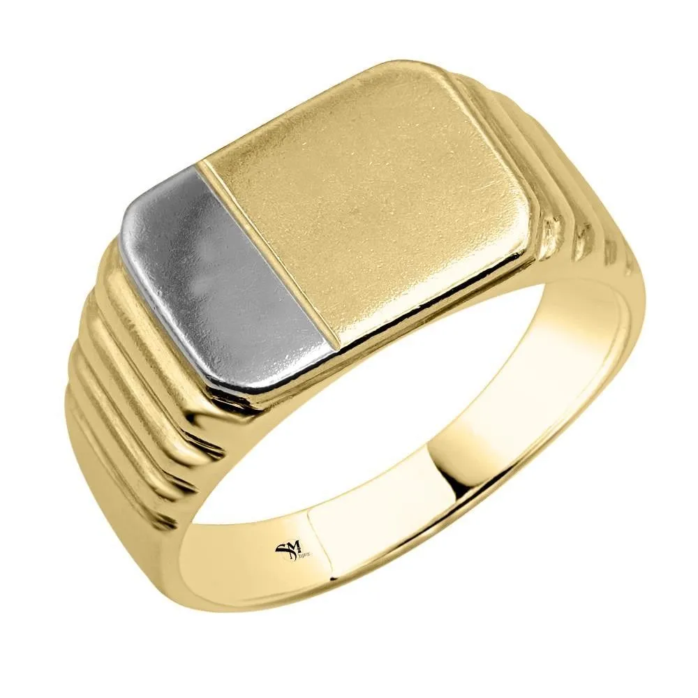 Sello bicolor de oro de 18k para caballero con superficie para grabación