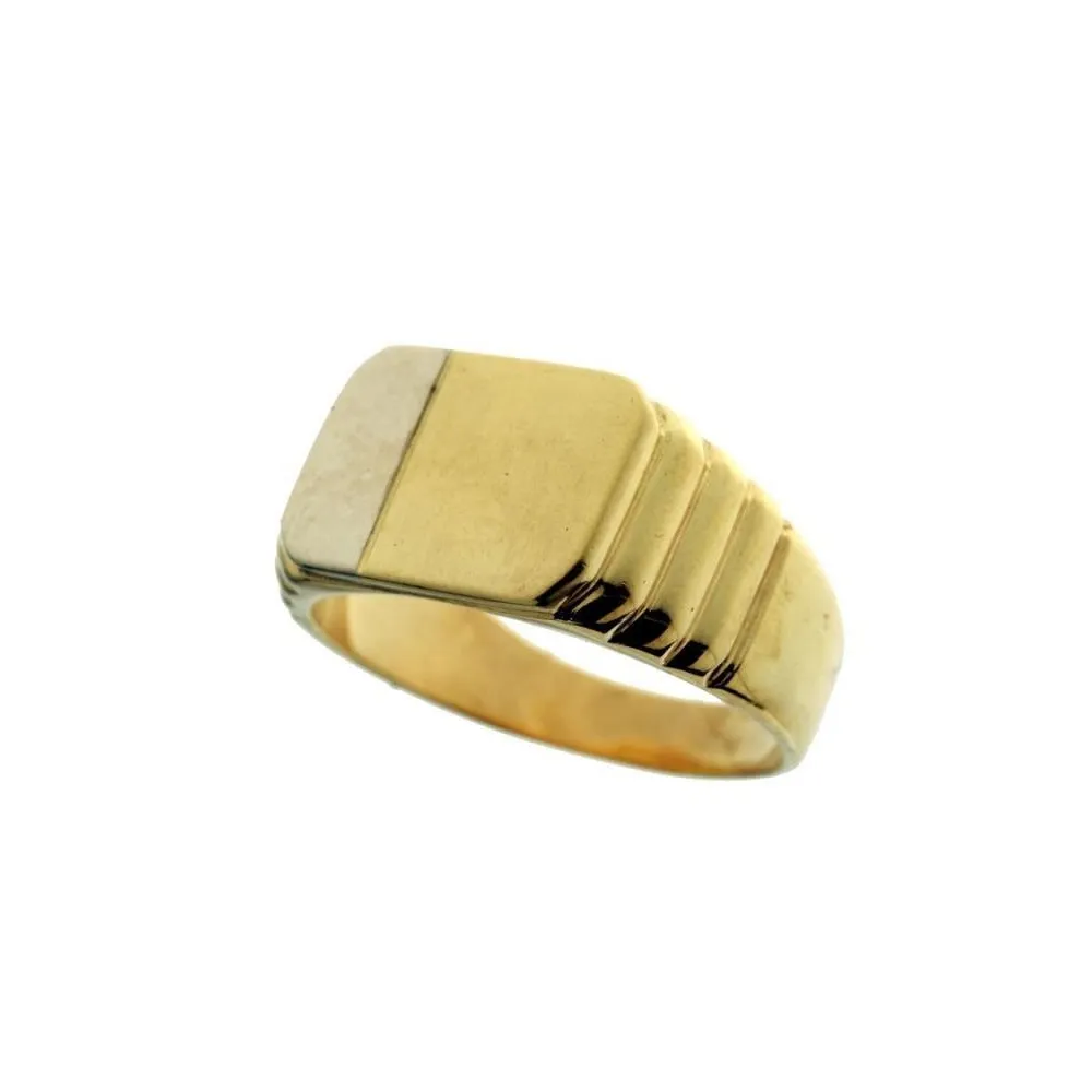 Sello bicolor de oro de 18k para caballero con superficie para grabación