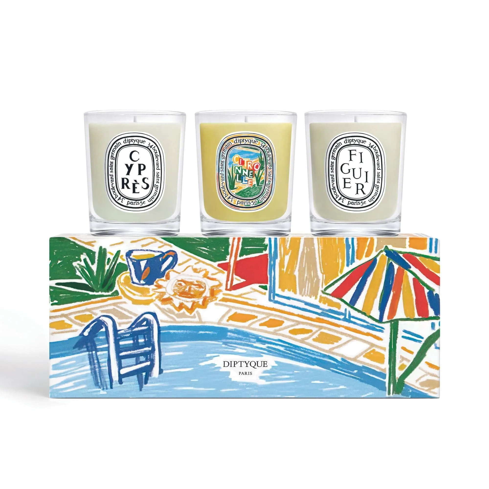 Set de 3 velas Cyprès, Figuier y Citronnelle Diptyque