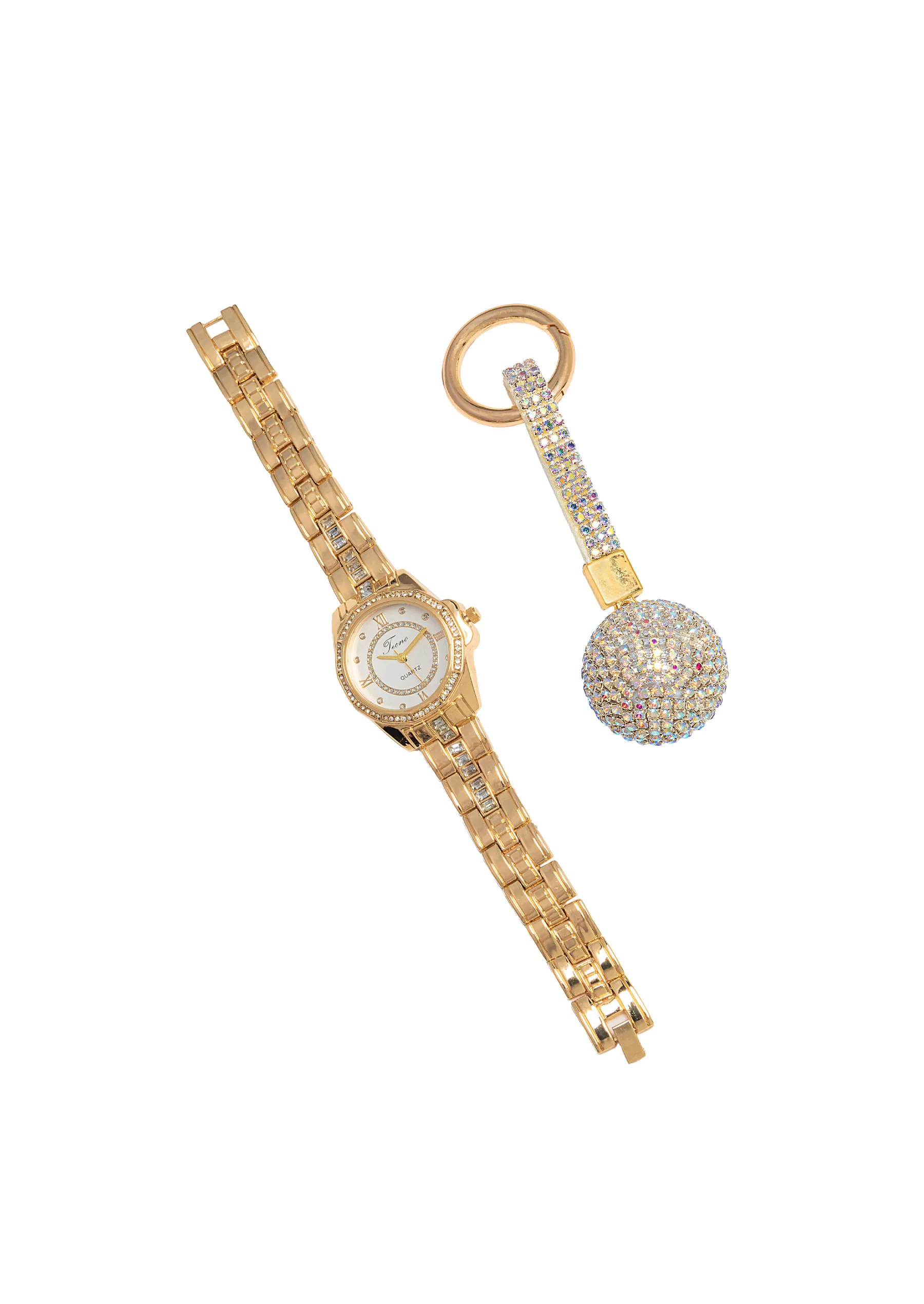 SET RELOJ ANÁLOGO Y LLAVERO PARA MUJER 44851