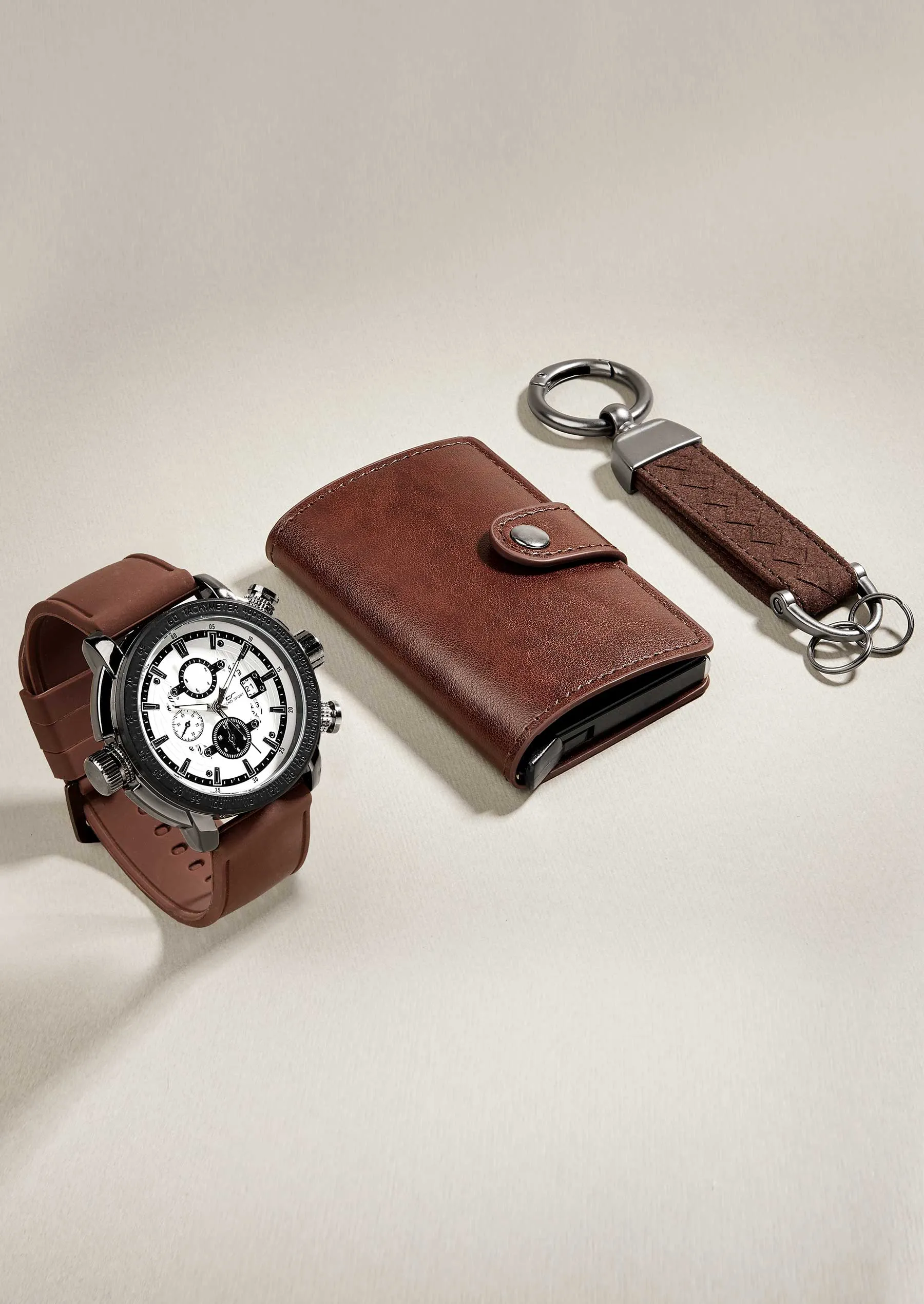 SET RELOJ, LLAVERO Y TARJETERO PARA HOMBRE 44824