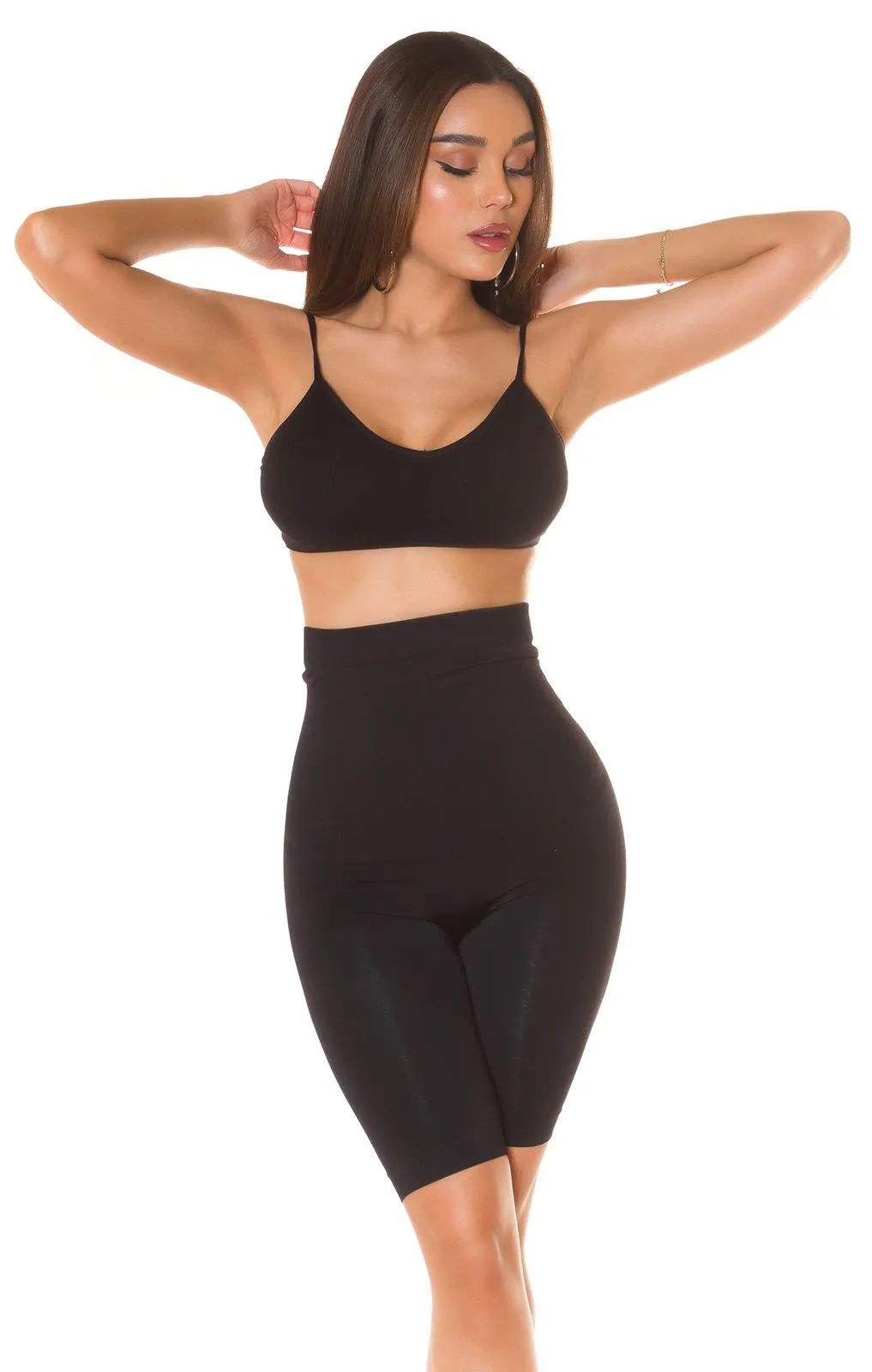 Shorts de ciclista cintura alta negro