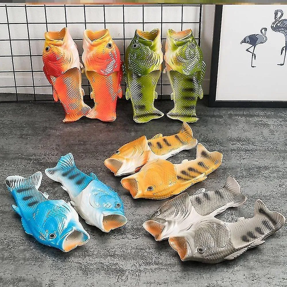 Simulación Unisex 3d Zapatillas de Pescado Verano Divertidas Moda Chanclas Para Exteriores