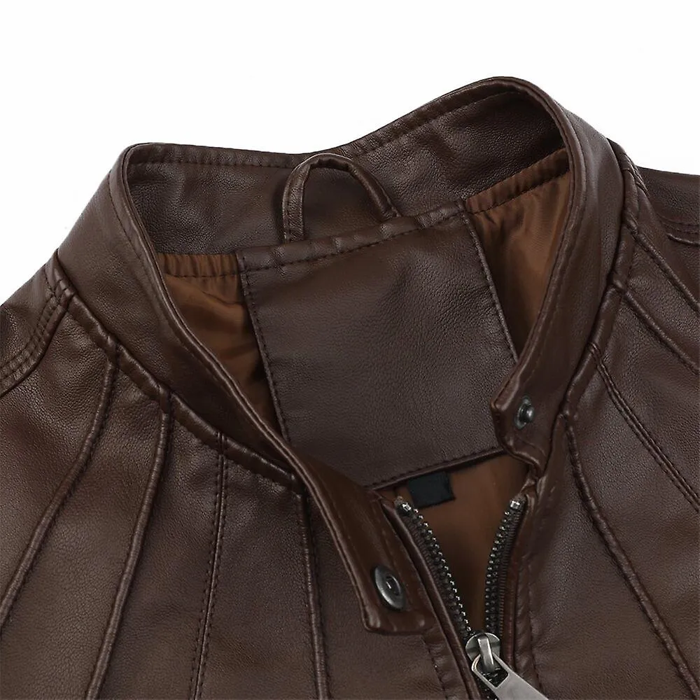 Sliktaa Chaqueta de cuero sintético bomber suave casual para hombre