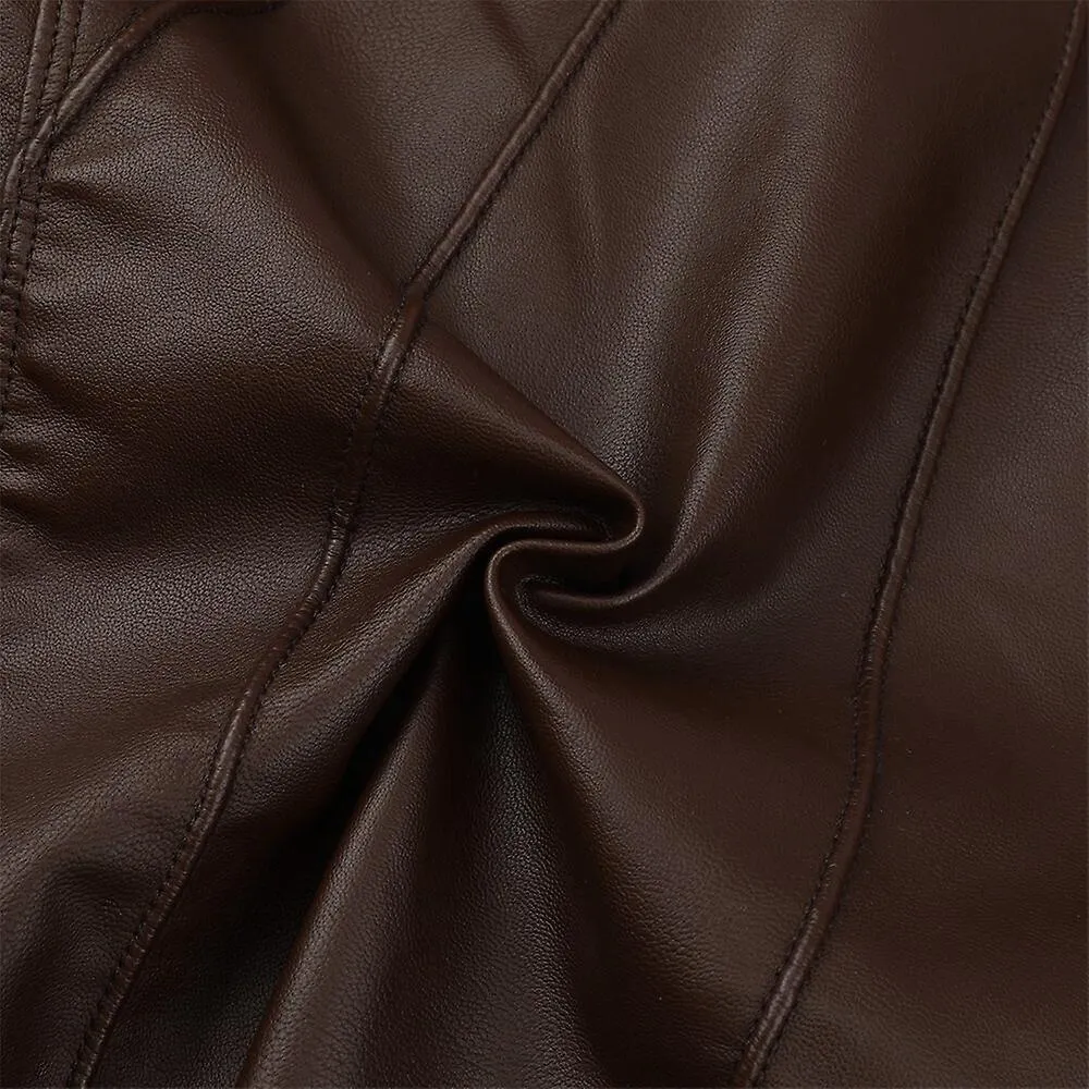 Sliktaa Chaqueta de cuero sintético bomber suave casual para hombre
