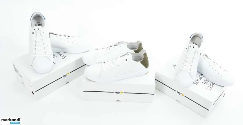 SMILEY  COLECCIóN DE ZAPATOS MIXTOS AL POR MAYOR PARA HOMBRE Y MUJER  12 PARES POR PAQUETE