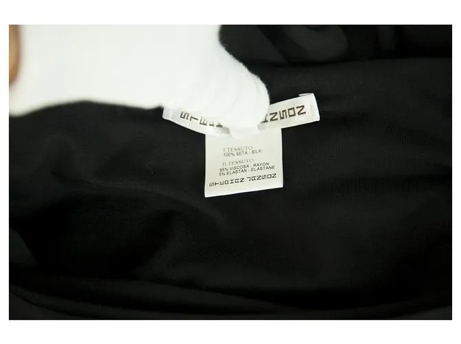 Stephan Janson Capa visera de seda viscosa negra Mini longitud Tamaño del vestido de noche 42 Negro 