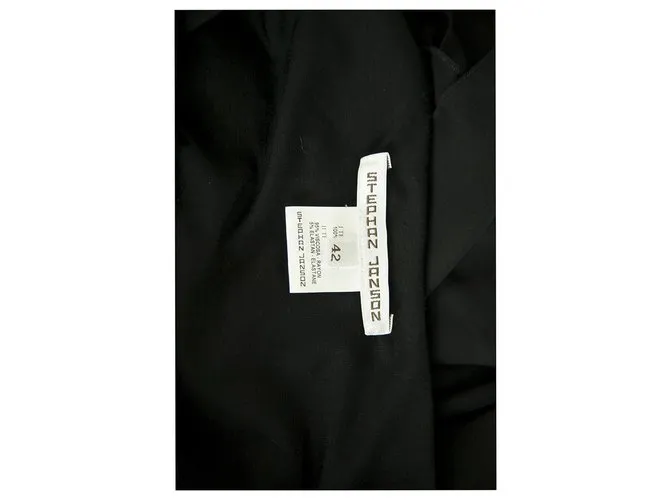 Stephan Janson Capa visera de seda viscosa negra Mini longitud Tamaño del vestido de noche 42 Negro 
