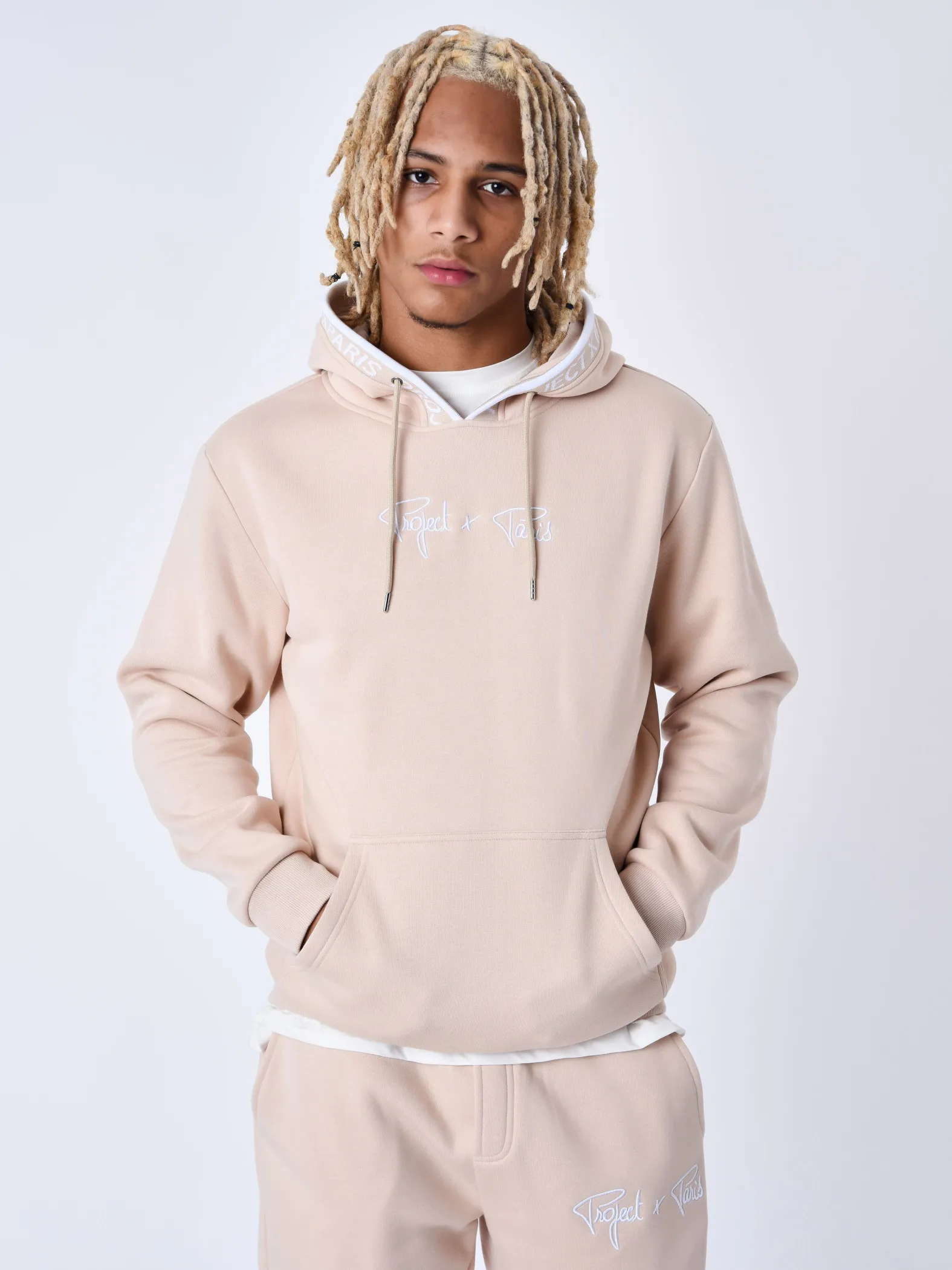 Sudadera con capucha Borde de punto con logotipo