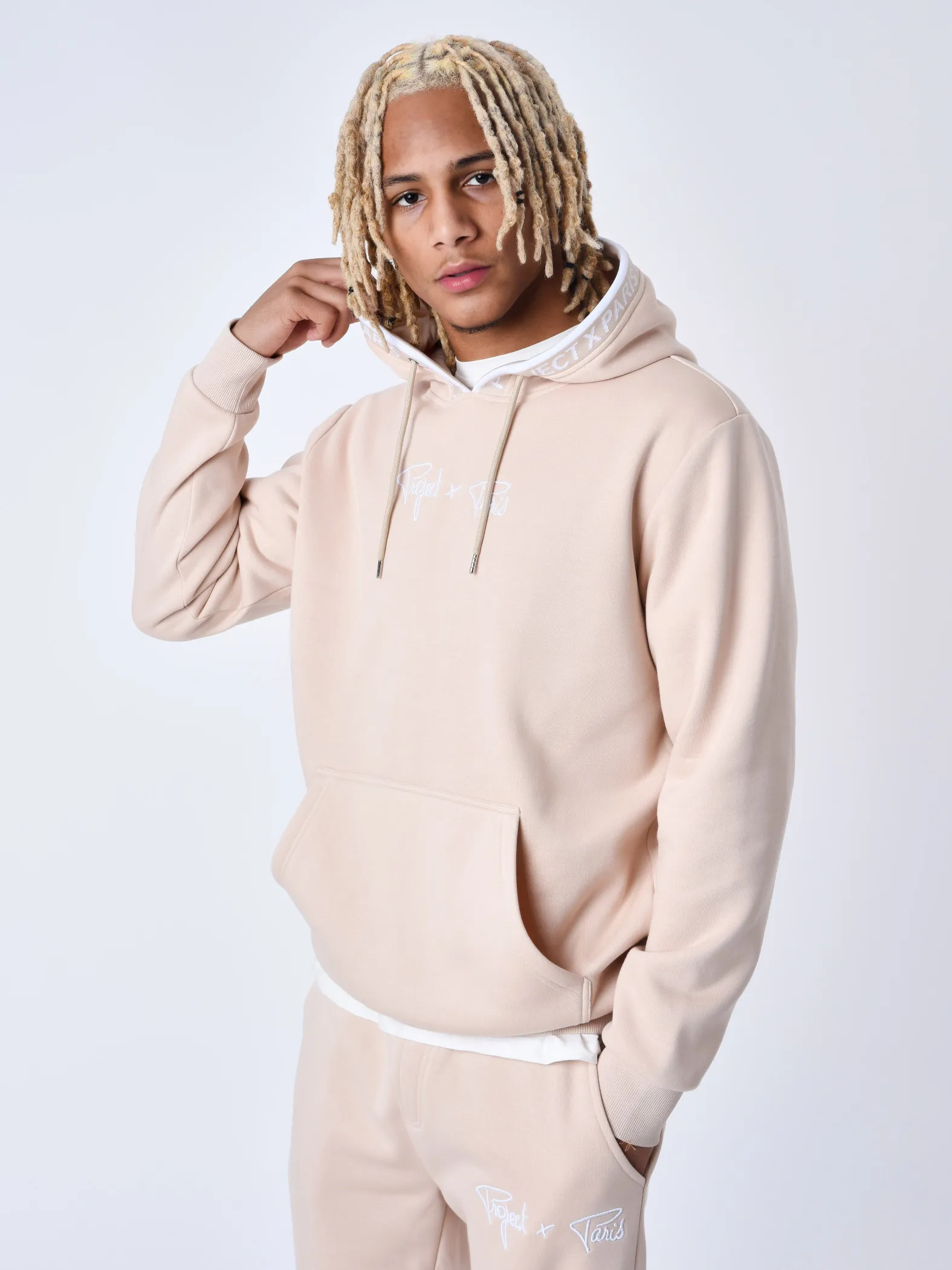 Sudadera con capucha Borde de punto con logotipo