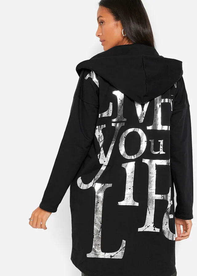 SUDADERA CON ESTAMPADO NEGROPLATEADO