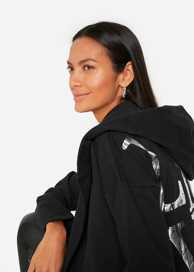 SUDADERA CON ESTAMPADO NEGROPLATEADO