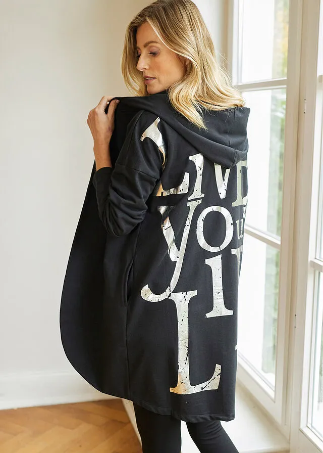 SUDADERA CON ESTAMPADO NEGROPLATEADO