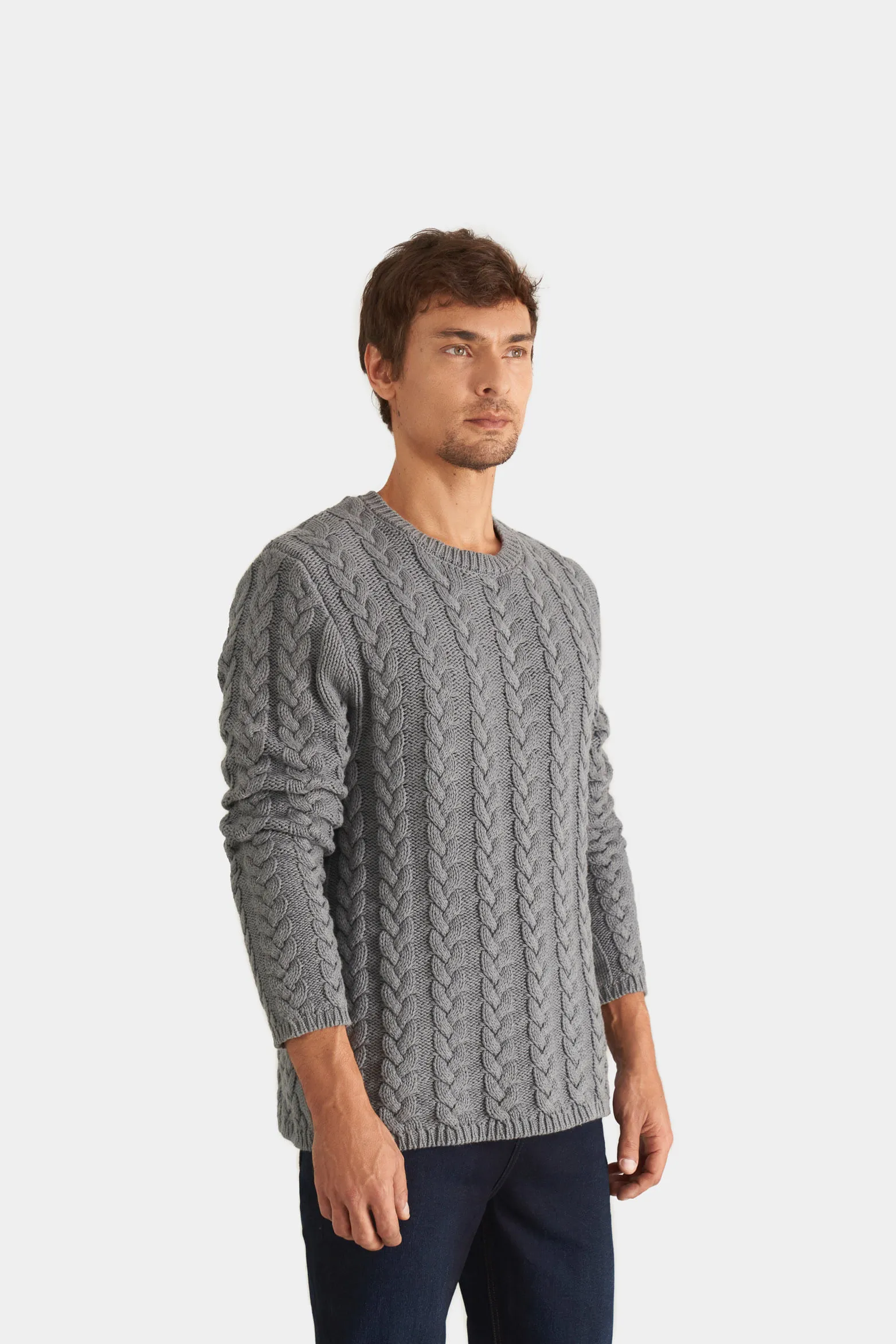 Sweater capri tejido en algodón para hombre textura trenzada