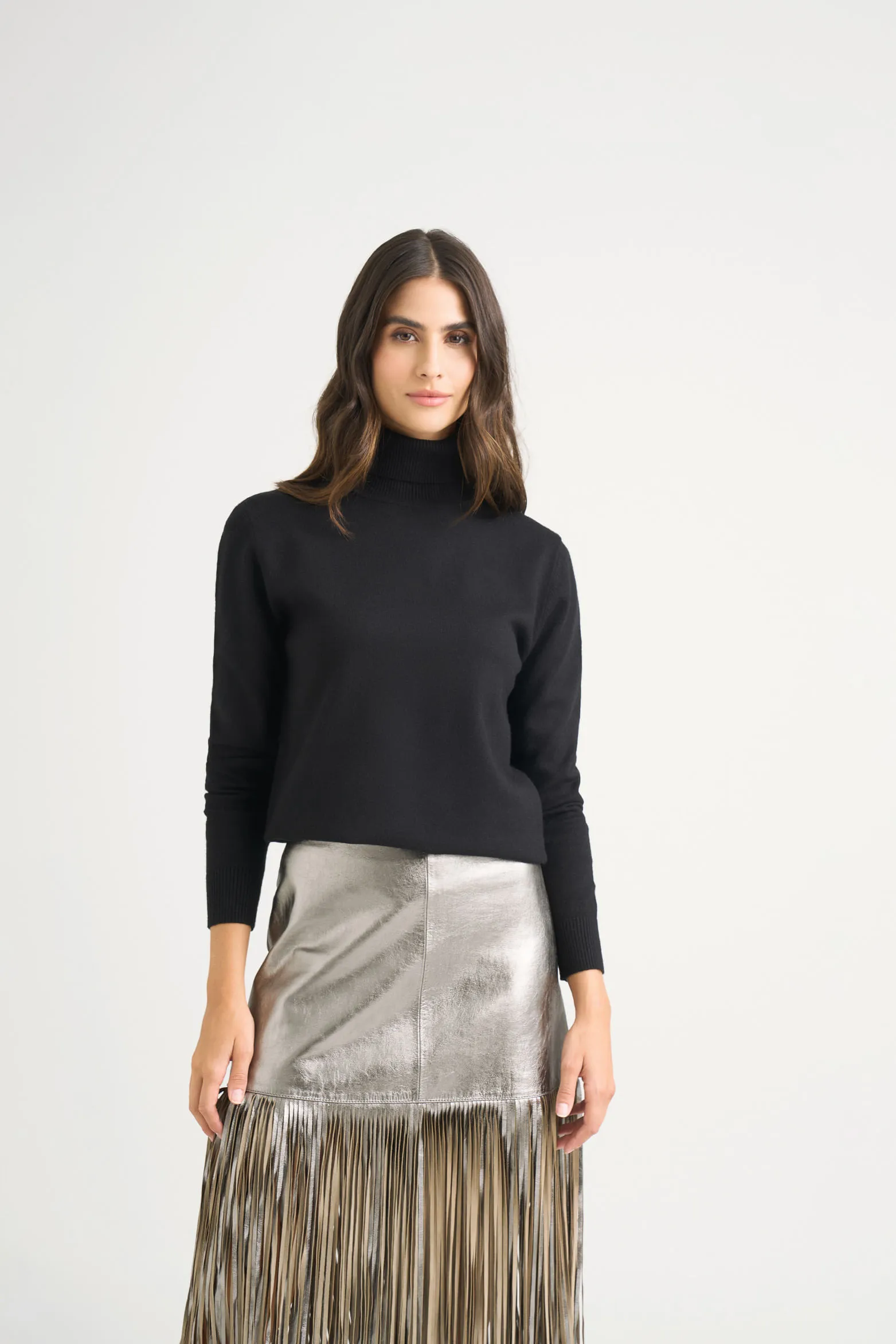 Sweater tejido básico Maqui para mujer cuello tortuga