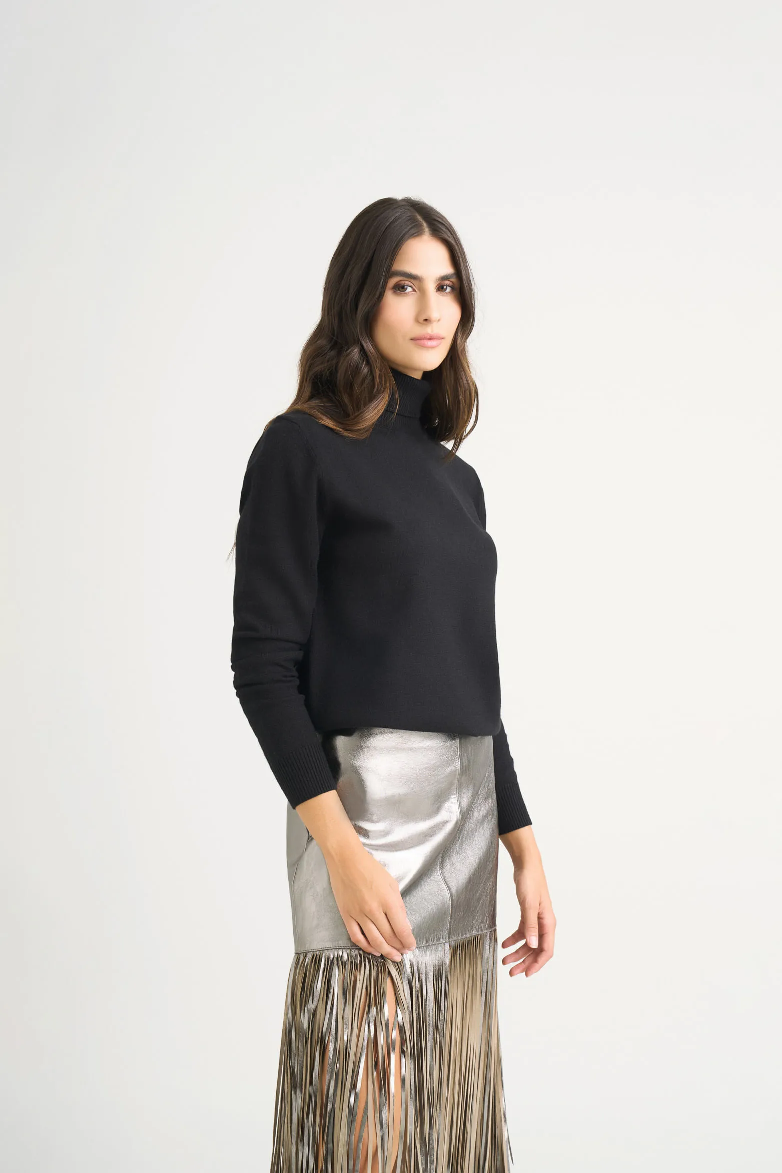 Sweater tejido básico Maqui para mujer cuello tortuga