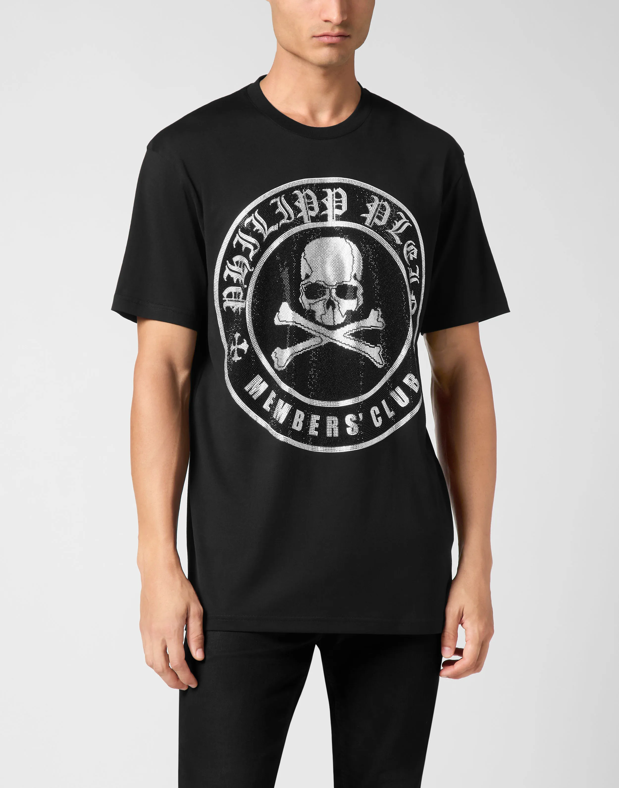 TSHIRT ROUND NECK SS STRASS SKULL&BONES