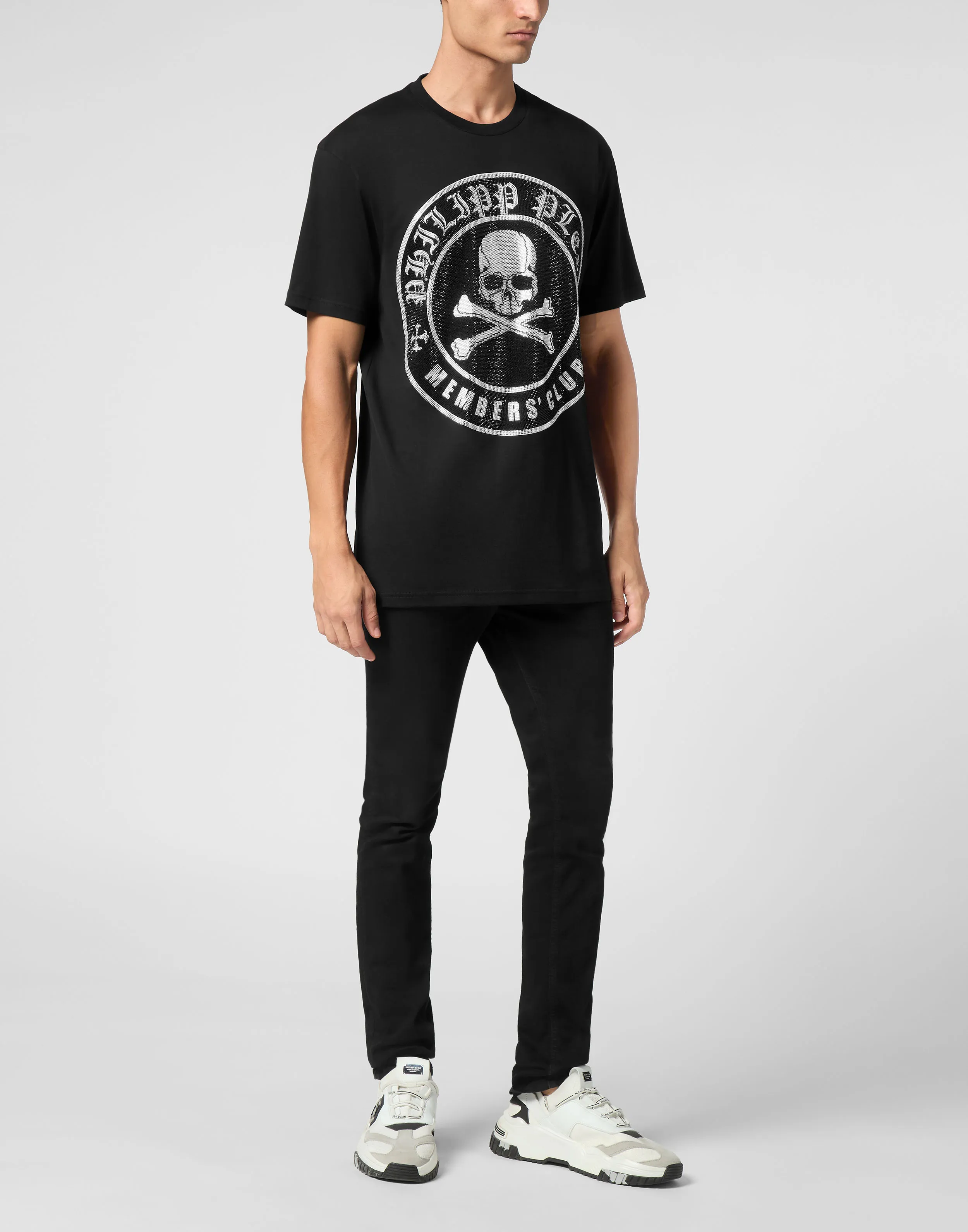 TSHIRT ROUND NECK SS STRASS SKULL&BONES